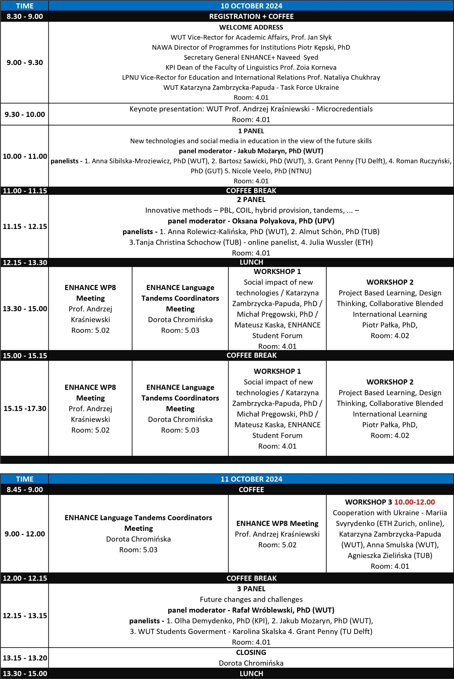 Conference Agenda